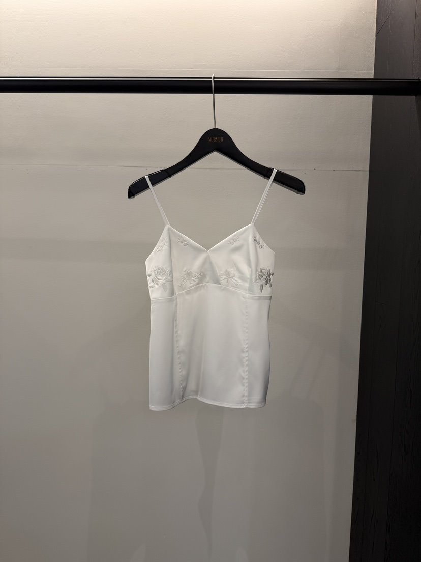 MURMUR韓國代購女士新款時尚26春夏職業吊帶背心刺繡緞面MURMUR吊帶/背心