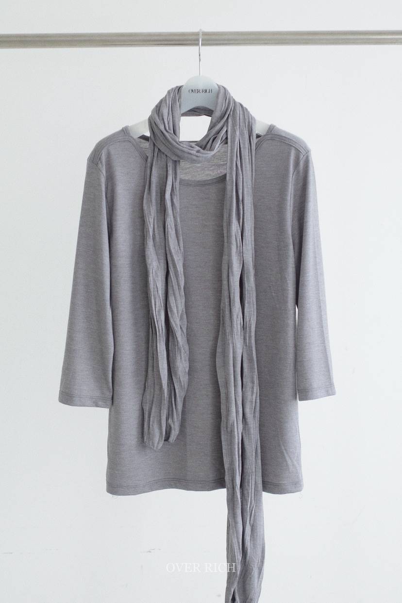 OVER RICH東大門實拍女士新品職業26春夏時尚T恤含圍巾船領OVER RICHT恤