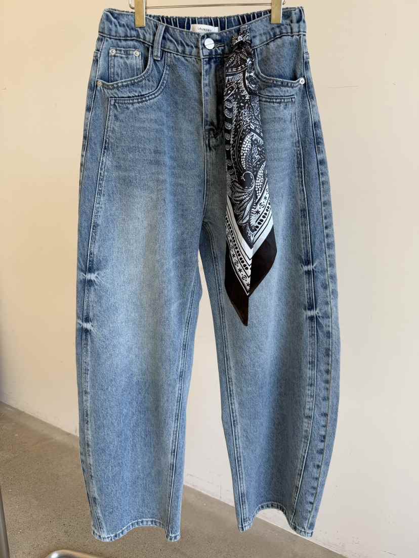 LAUNDRY東大門直郵女裝新品時尚26春夏休閑職業牛仔褲圍巾LAUNDRY牛仔褲