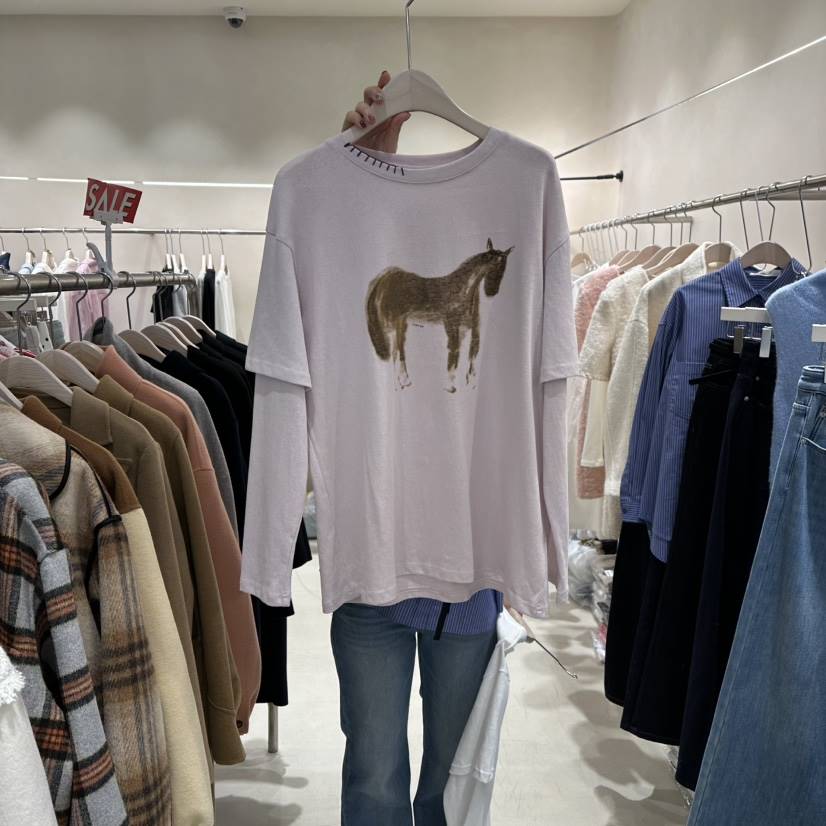 Color B東大門代購女裝新品真品熱賣26春夏休閑職業長袖T恤Color B長袖T恤