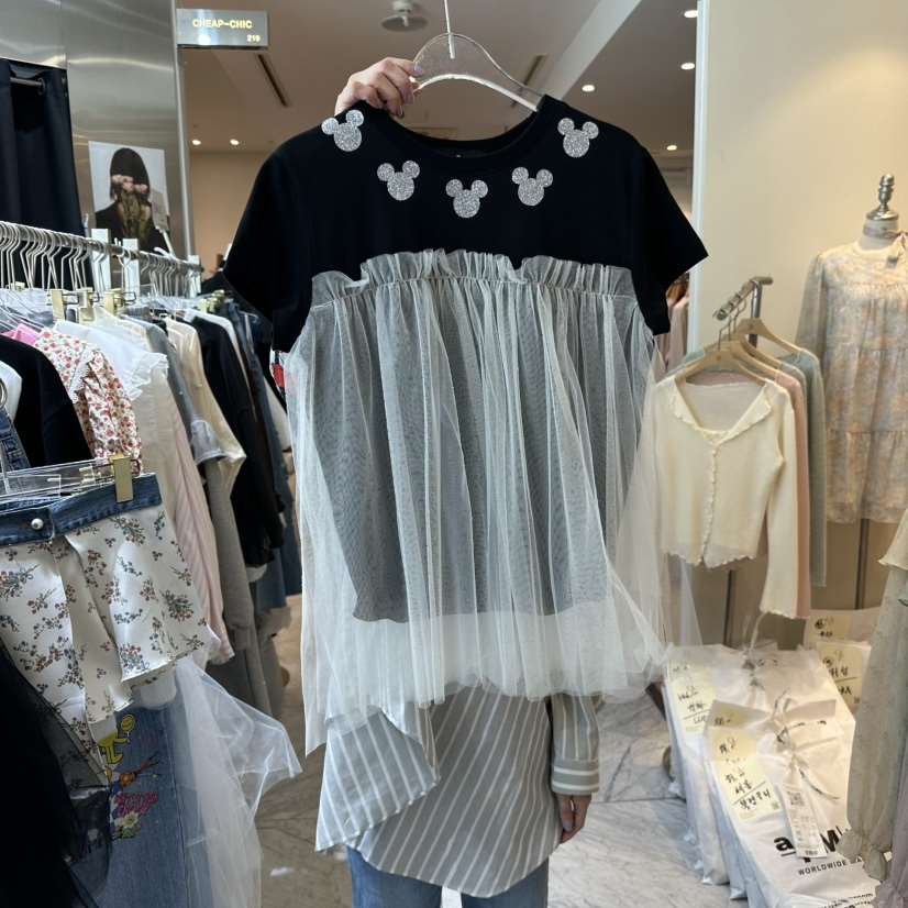 CHEAP-CHIC韓國直郵女裝新款26春夏人氣職業時尚T恤假兩件CHEAP-CHIC/CHARLES THE SECONDT恤