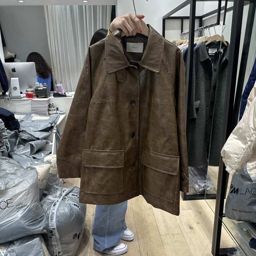 BRUNI/RICOTTA東大門代購女士新品時尚26春夏職業休閑皮衣BRUNI/RICOTTA皮衣