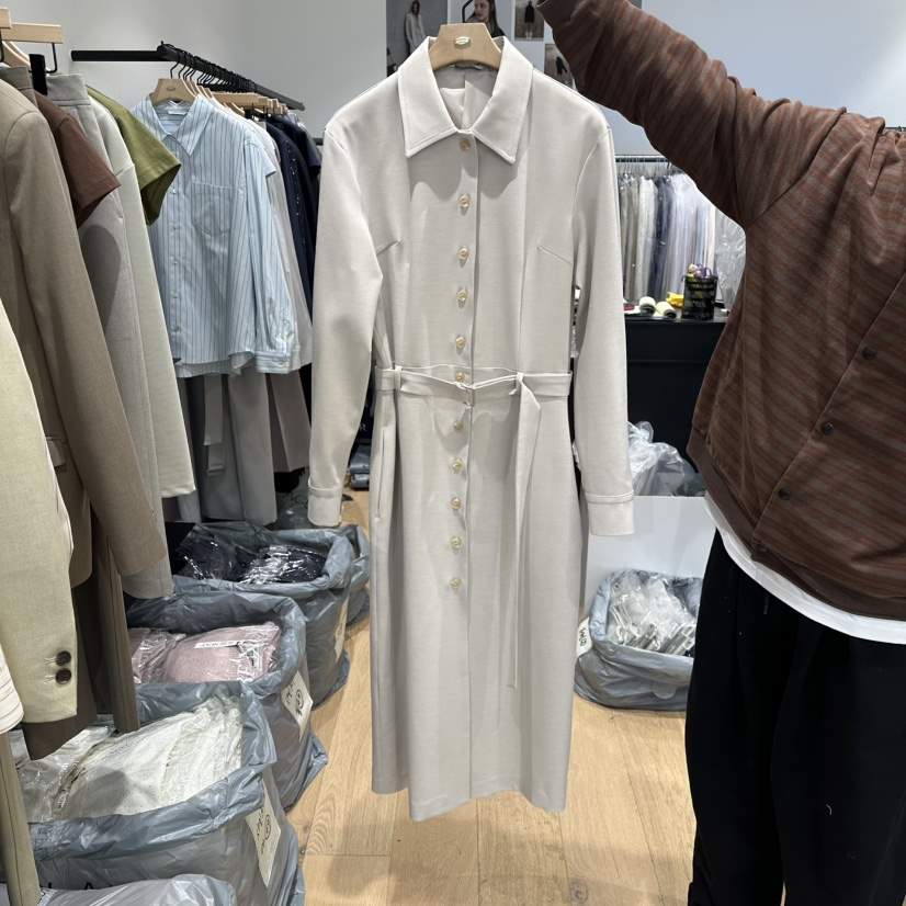 aube nunt韓國直郵女士新款人氣推薦熱賣職業連衣裙含腰帶aube nunt連衣裙