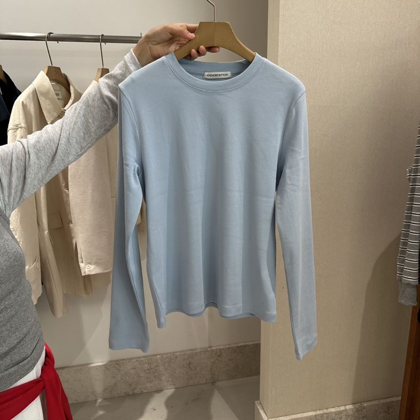 ANDMORE BUTTON韓國直郵女裝新品時尚人氣職業長袖T恤棉ANDMORE BUTTON長袖T恤