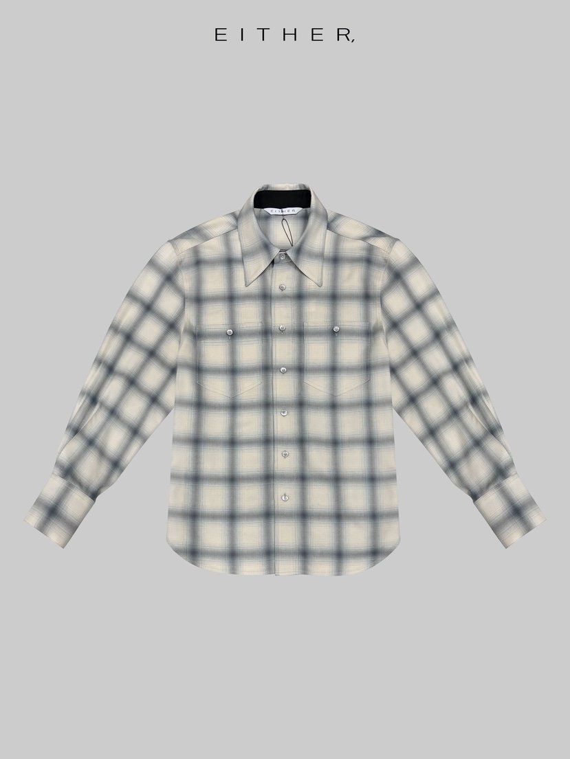 EITHER韓國直郵女裝新款熱賣26春夏人氣休閑襯衫蕾絲衫格紋EITHER襯衫/蕾絲衫