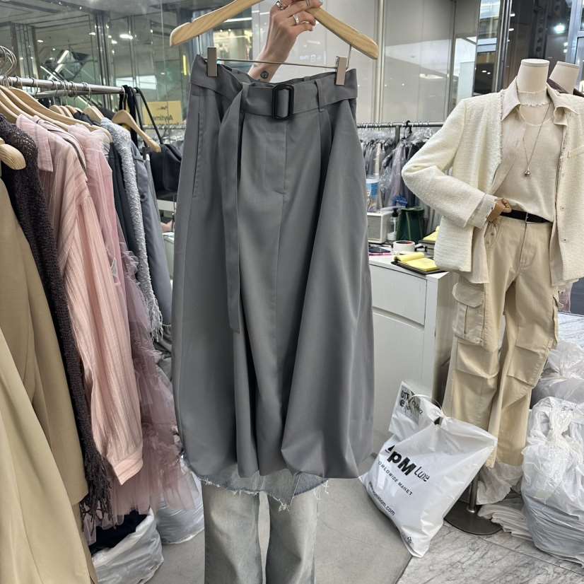 FOUNDATION東大門代購女裝新款推薦熱賣人氣長裙含腰帶棉FOUNDATION長裙