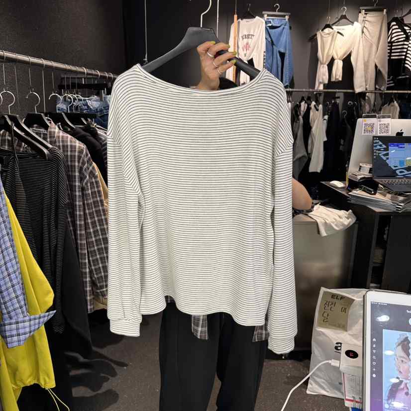 ELF-L東大門代購女士新款人氣熱賣休閑職業真品長袖T恤露肩PROJECT ELF/ELF-L長袖T恤