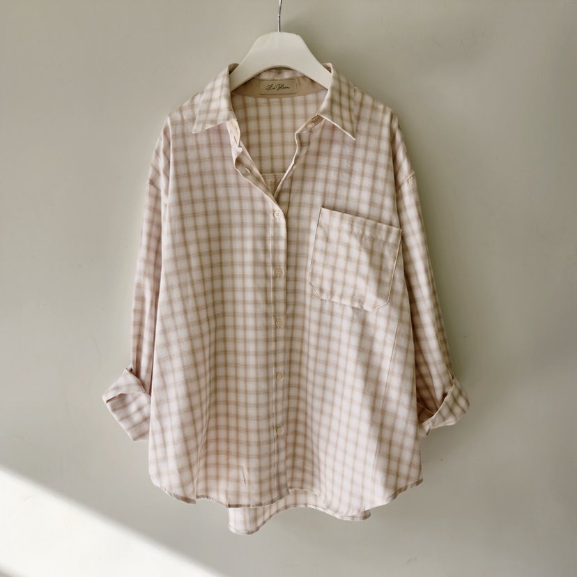 LA BLOOM韓國直郵女士新款26春夏時尚真品襯衫蕾絲衫格子La Bloom襯衫/蕾絲衫