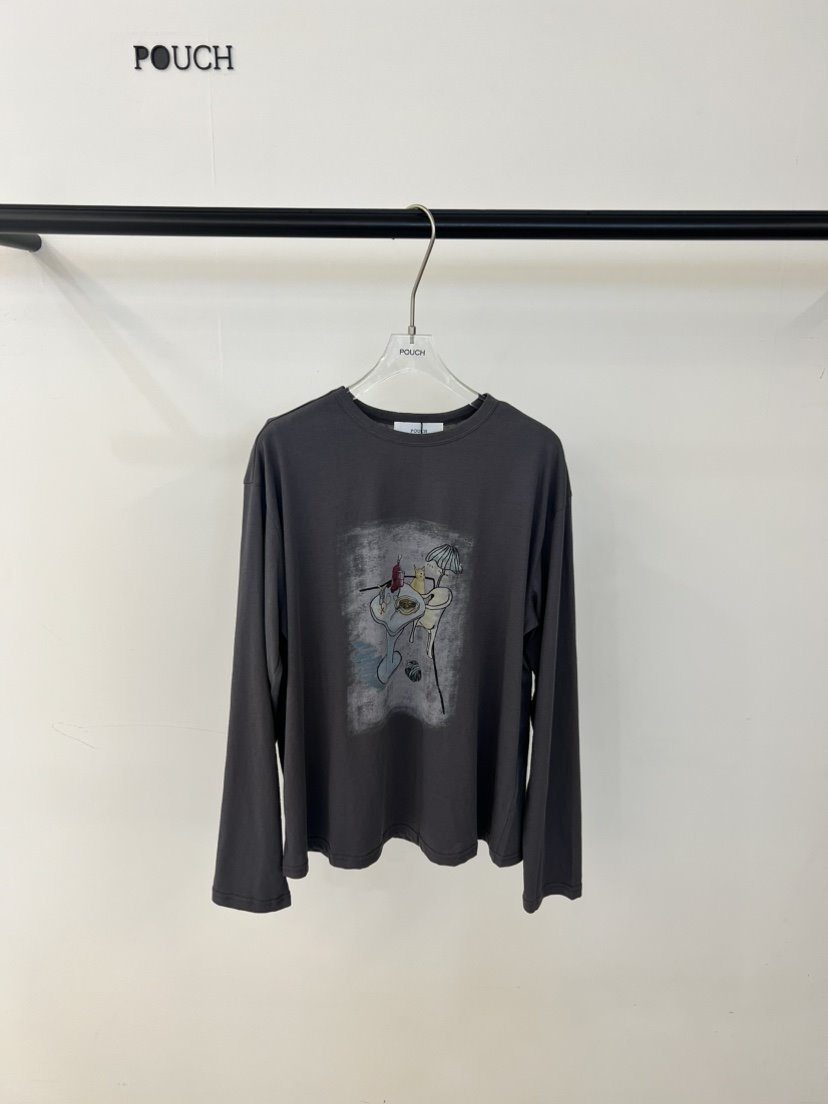 POUCH韓國代購女裝新品休閑26春夏人氣推薦時尚熱賣長袖T恤POUCH長袖T恤