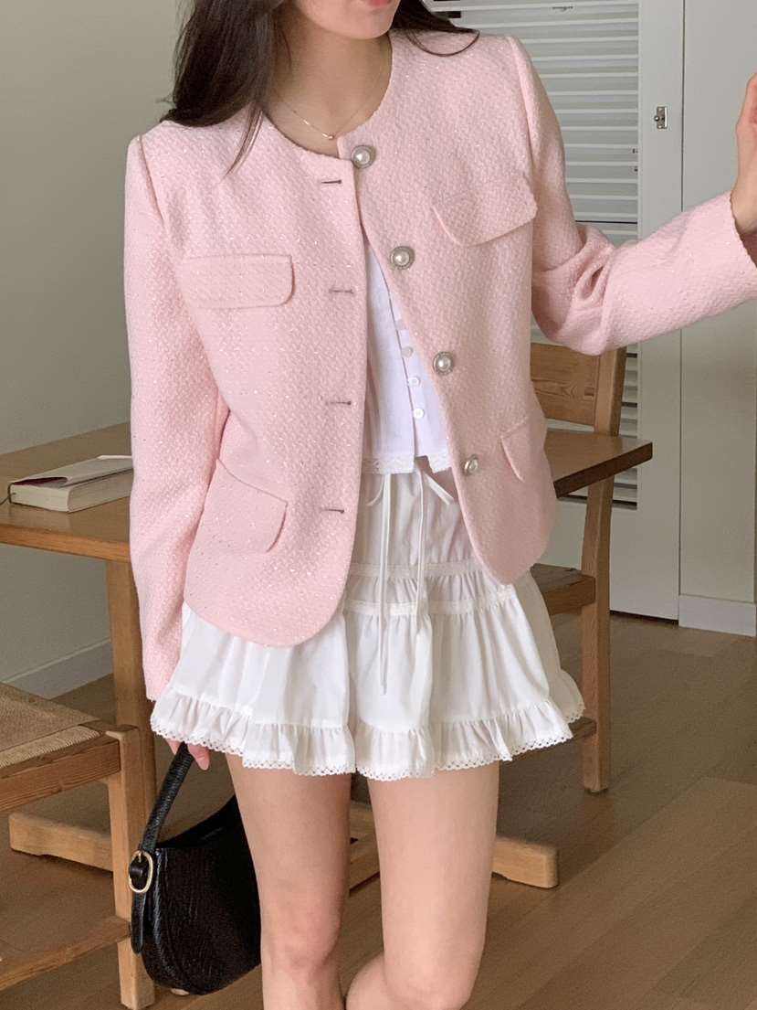 FRILL-T/DADA東大門直郵女士新款職業熱賣推薦夾克粗花呢FRILL-T/DADA夾克