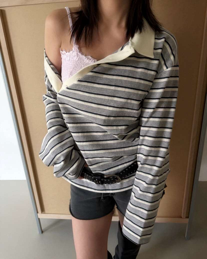 AWESOMESAUCE東大門直郵女士新款熱賣真品長袖T恤不含腰帶AWESOME SAUCE長袖T恤