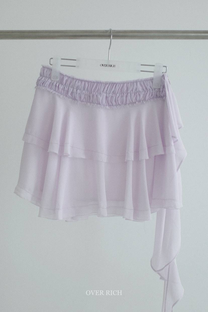 OVER RICH韓國代購女裝新款真品熱賣休閑時尚短裙荷葉邊OVER RICH短裙