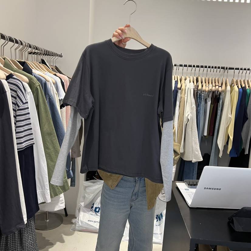 PLATE東大門直郵女裝新品26春夏人氣職業休閑長袖T恤假兩件PLATE長袖T恤