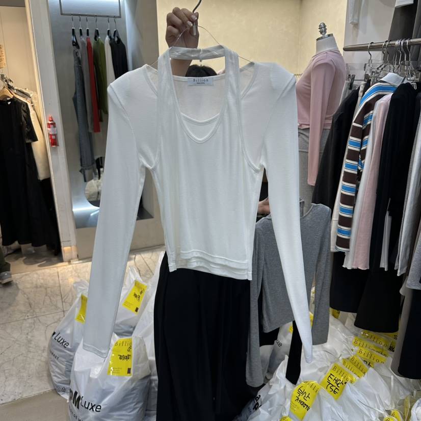BILLION-L韓國代購女裝新款26春夏休閑職業長袖T恤假兩件BILLION-L長袖T恤