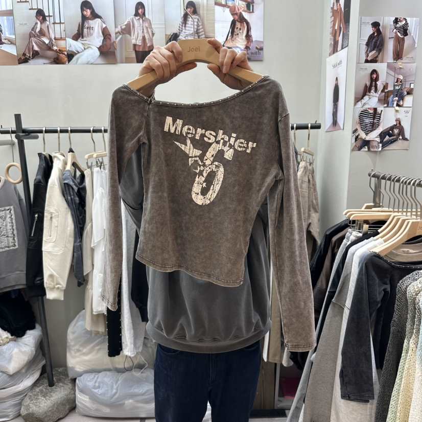 STICK WITH東大門直郵女裝新品人氣職業真品26春夏長袖T恤STICK WITH長袖T恤