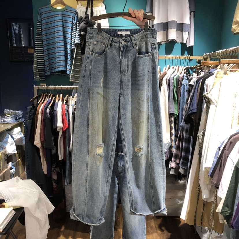 MERCI LINDA韓國直郵女裝新款推薦休閑熱賣人氣牛仔褲復古MERCI LINDA牛仔褲