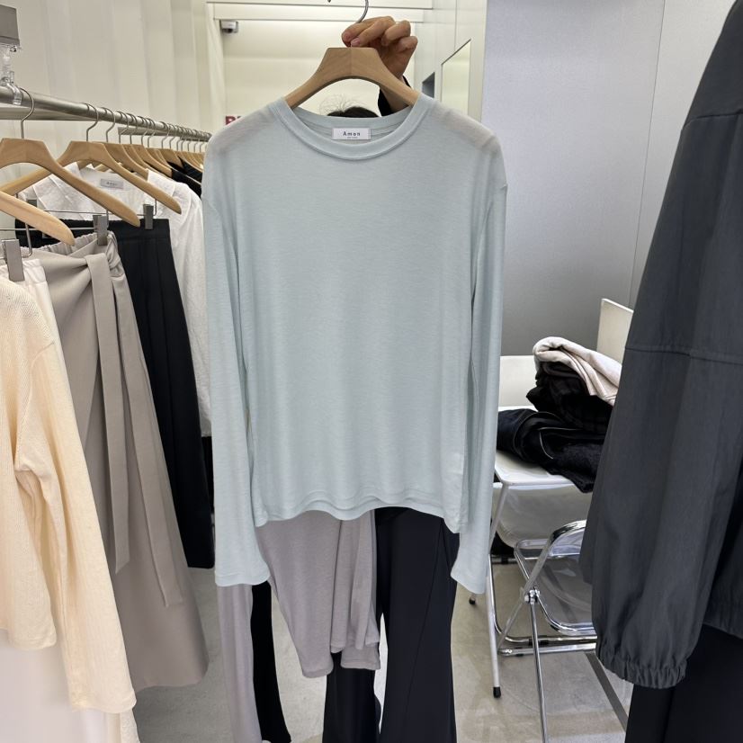 AMON韓國代購女士新款職業真品休閑人氣時尚熱賣長袖T恤天絲AMON長袖T恤