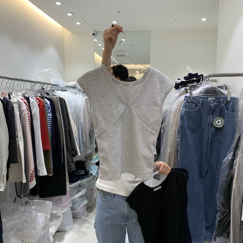 THE REST韓國代購女裝新品26春夏休閑職業人氣吊帶背心V領THE REST/UNNOEUD吊帶/背心