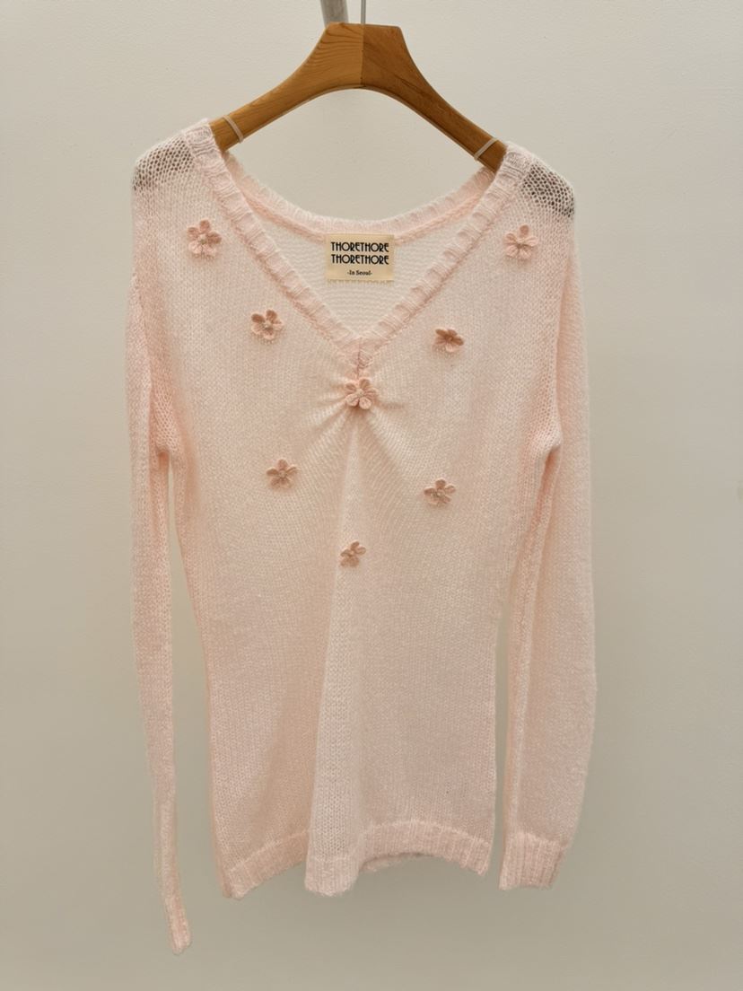 THORE東大門代購女裝新品時尚人氣職業熱賣26春夏針織衫V領THORE針織衫