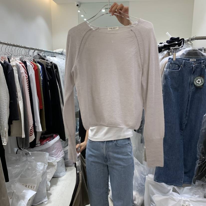 THE REST韓國直郵女士新款休閑時尚推薦人氣職業針織衫船領THE REST/UNNOEUD針織衫