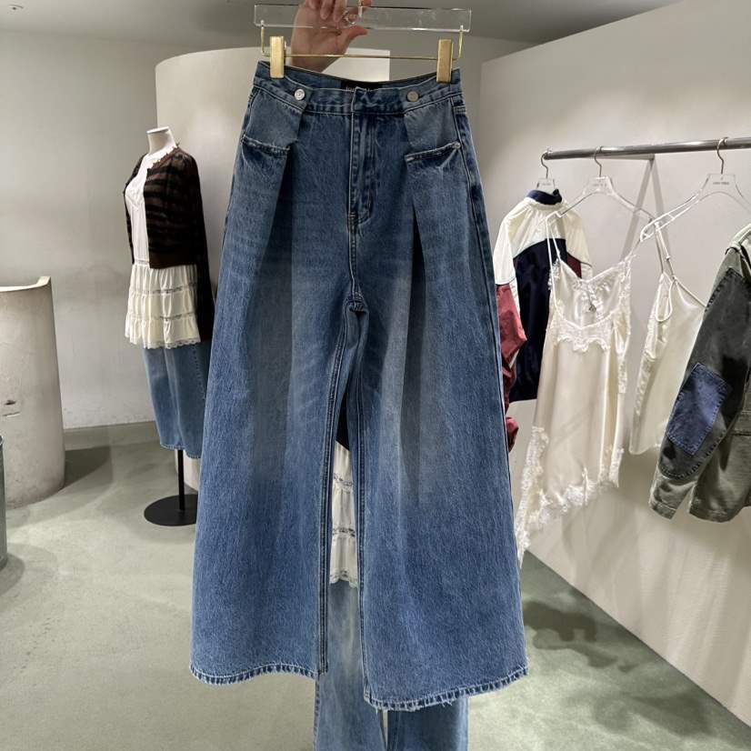 JERRY HALL-P東大門代購女士新品26春夏時尚牛仔褲紐扣JERRY HALL牛仔褲