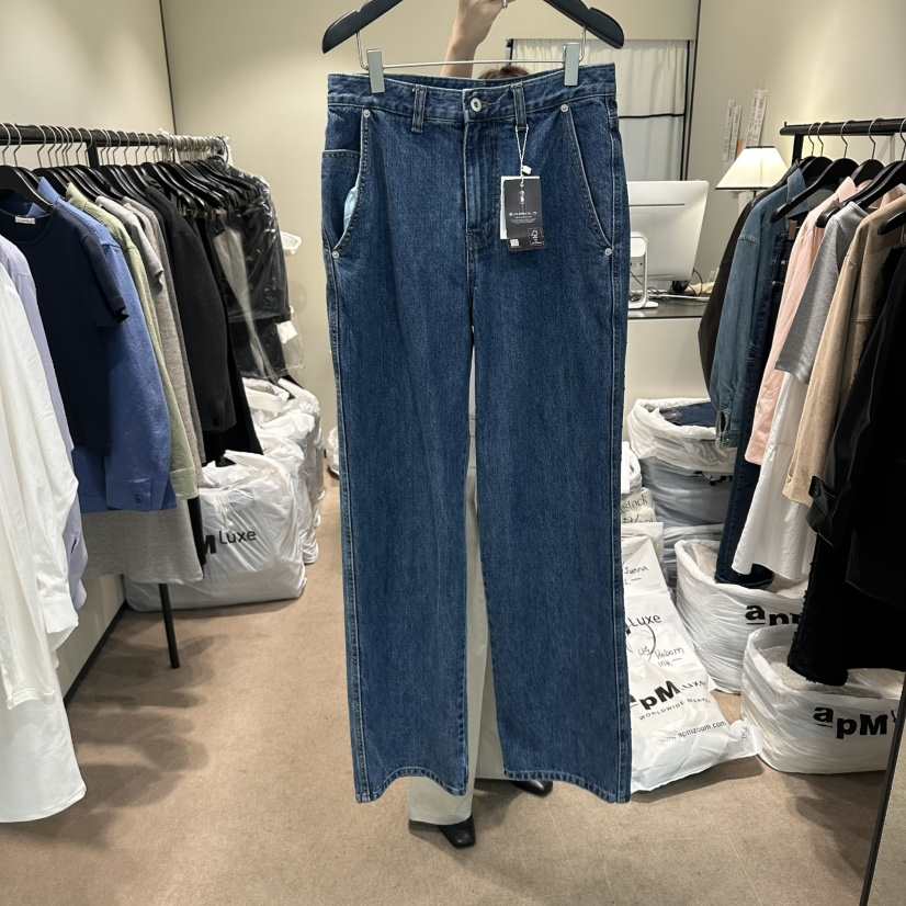 RE STOCK韓國直郵女裝新款推薦人氣職業休閑熱賣牛仔褲口袋RE STOCK牛仔褲