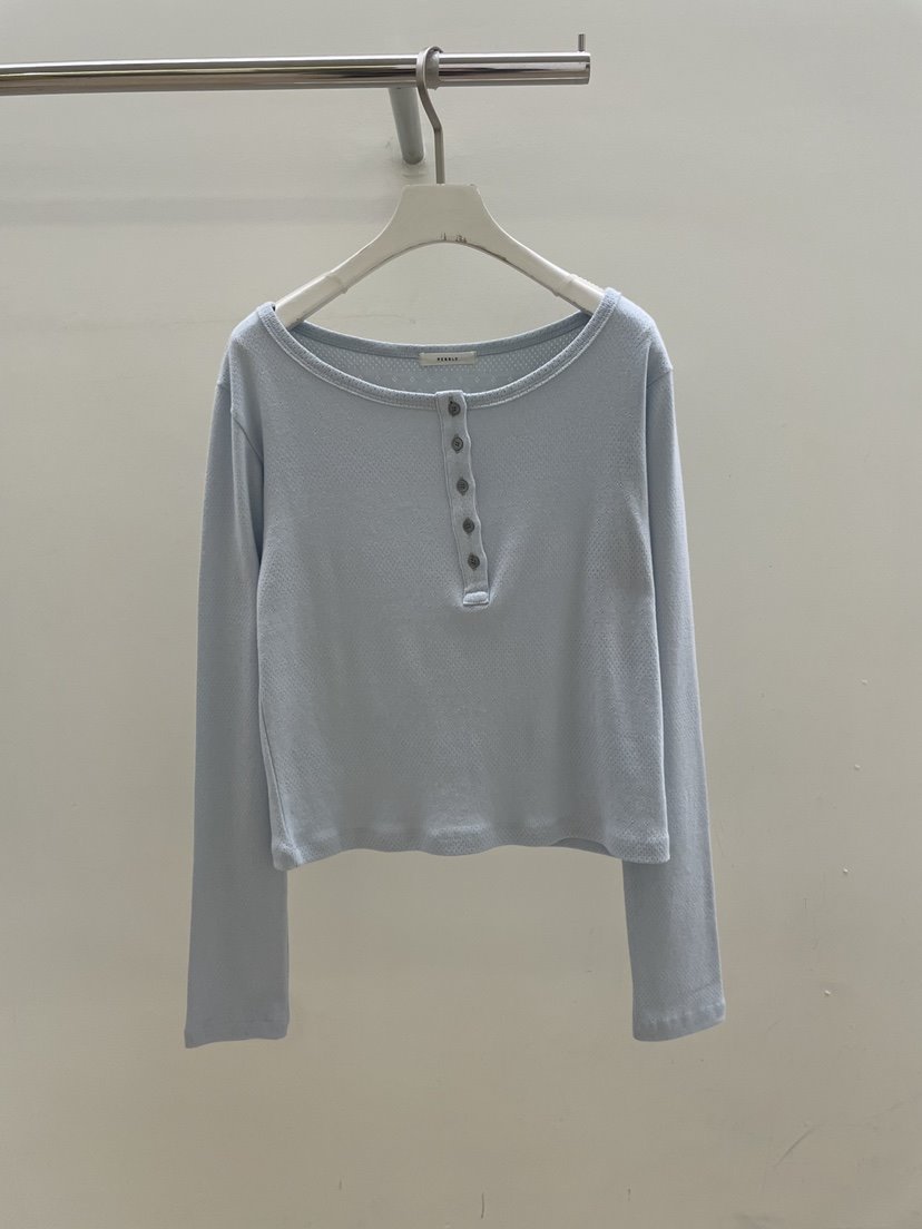 PEBBLE韓國代購女士新品真品人氣26春夏休閑熱賣長袖T恤紐扣PEBBLE長袖T恤