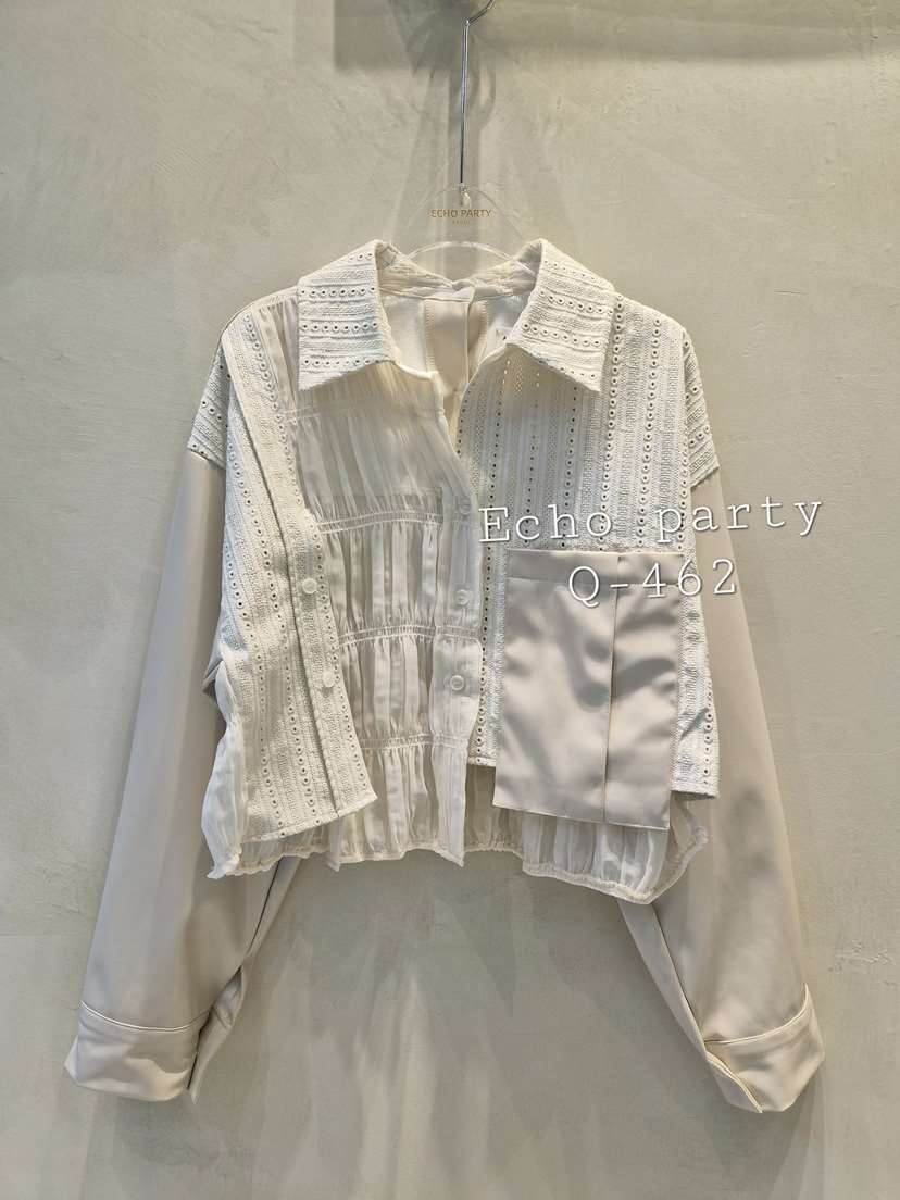 ECHOPARTY東大門代購女士新款休閑人氣真品襯衫蕾絲衫皮革ECHOPARTY襯衫/蕾絲衫