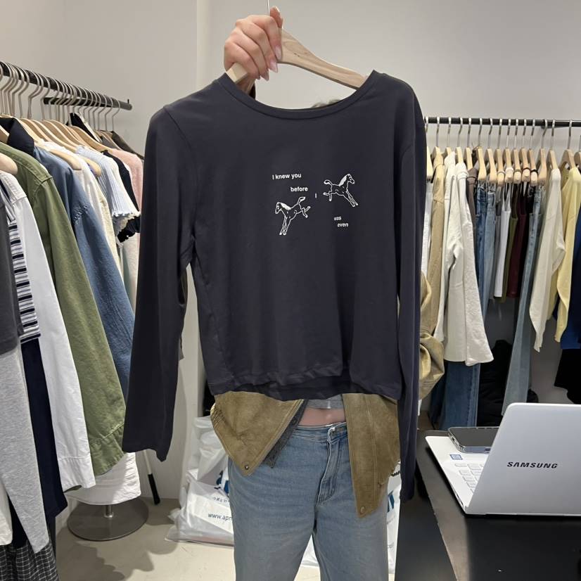 PLATE東大門代購女裝新款推薦休閑熱賣職業人氣26春夏長袖T恤PLATE長袖T恤