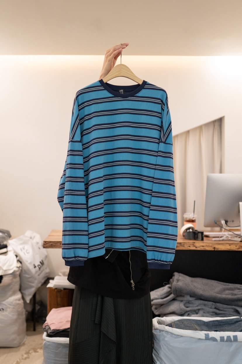 FRIC韓國代購女士新品休閑真品26春夏職業熱賣長袖T恤條紋FRIC長袖T恤