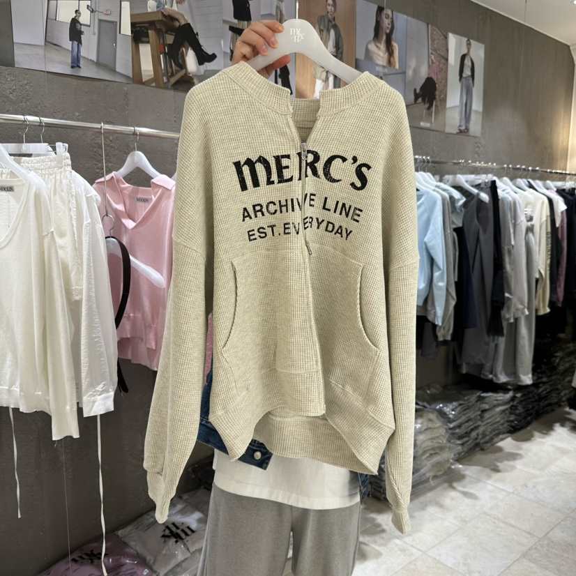 MIXXIN東大門代購女士新品熱賣職業真品針織衫華夫格拉鏈MIXXIN針織衫