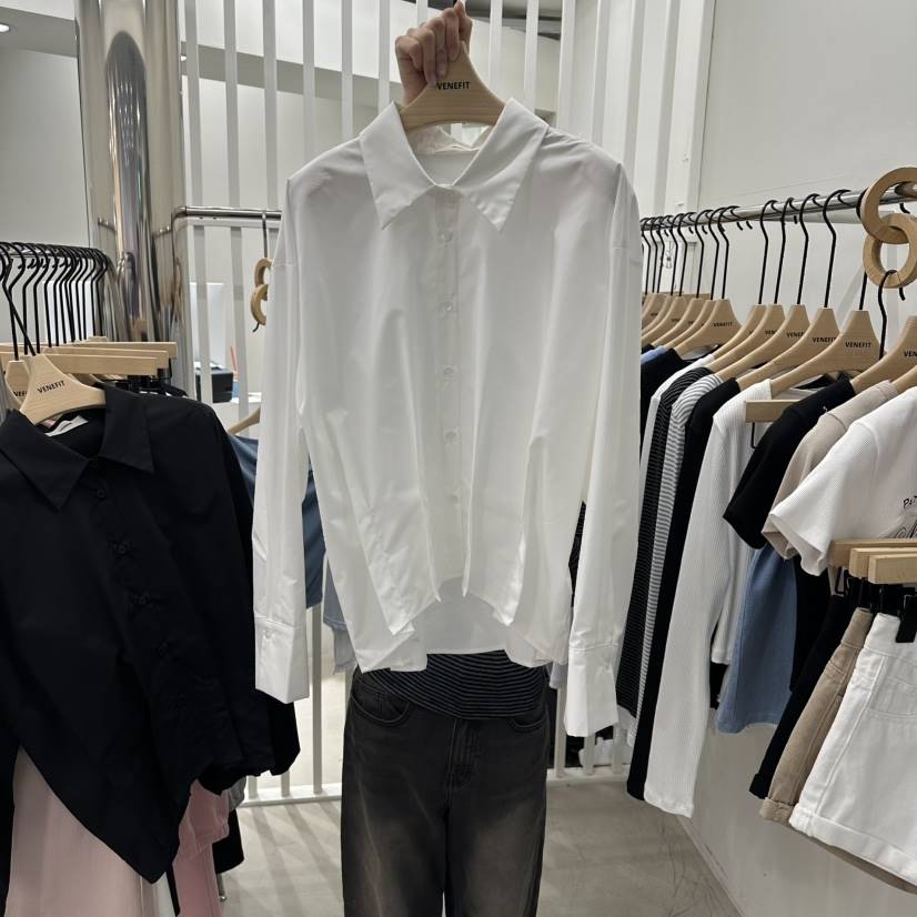 VENEFIT韓國代購女裝新品時尚休閑熱賣26春夏襯衫蕾絲衫褶裥VENEFIT/JENNIE襯衫/蕾絲衫