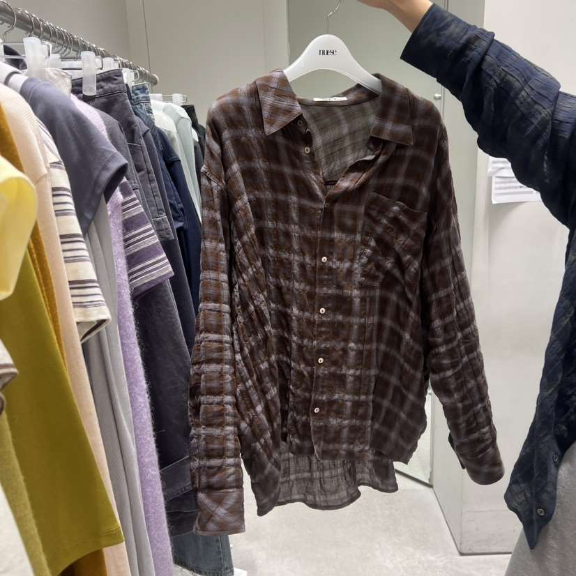 NUESE東大門直郵女裝新款人氣推薦26春夏休閑襯衫蕾絲衫格紋NUESE襯衫/蕾絲衫