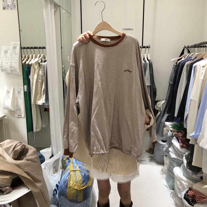 YUNBAL東大門實拍女裝新款推薦真品人氣休閑時尚長袖T恤短款YUNBAL長袖T恤