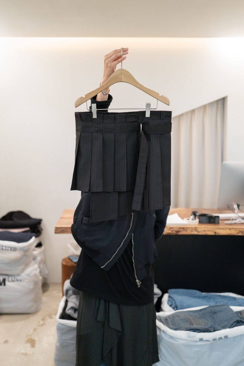 FRIC東大門實拍女裝新品熱賣時尚人氣職業休閑真品短裙條紋FRIC短裙