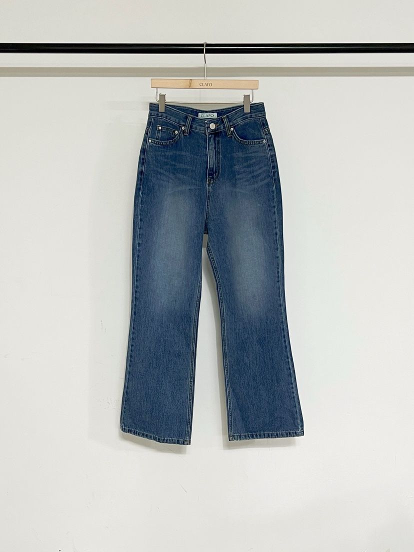 CLAFO韓國直郵女士新品休閑推薦人氣真品熱賣職業牛仔褲喇叭CLAFO牛仔褲
