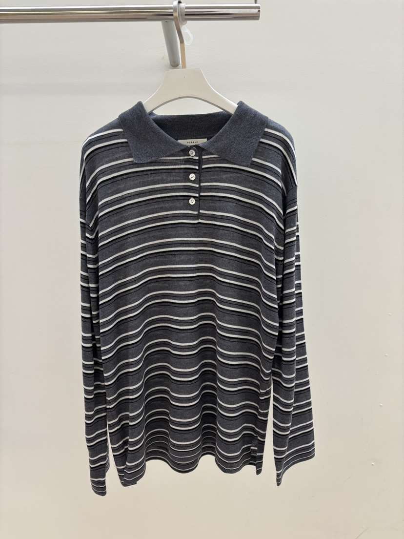 PEBBLE韓國代購女士新品熱賣人氣26春夏時尚針織衫開衫條紋PEBBLE針織衫