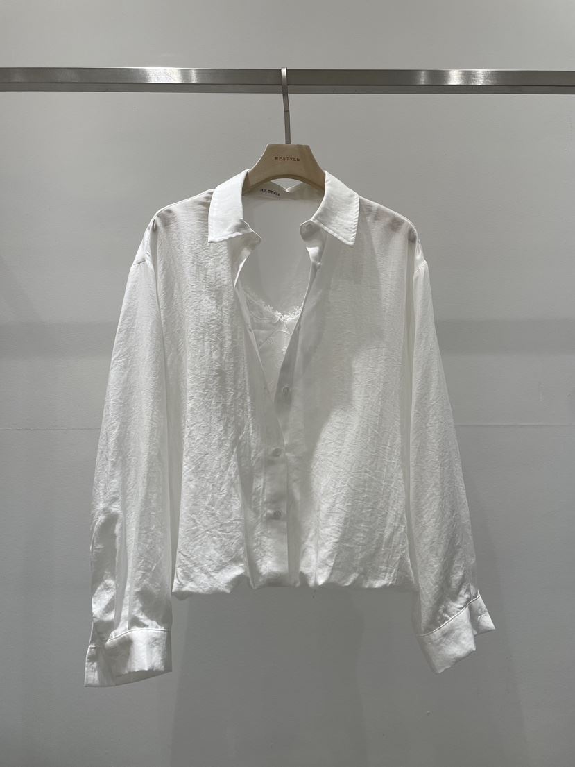 RE STYLE-Q東大門代購女士新品26春夏襯衫蕾絲衫雙排扣RE STYLE襯衫/蕾絲衫