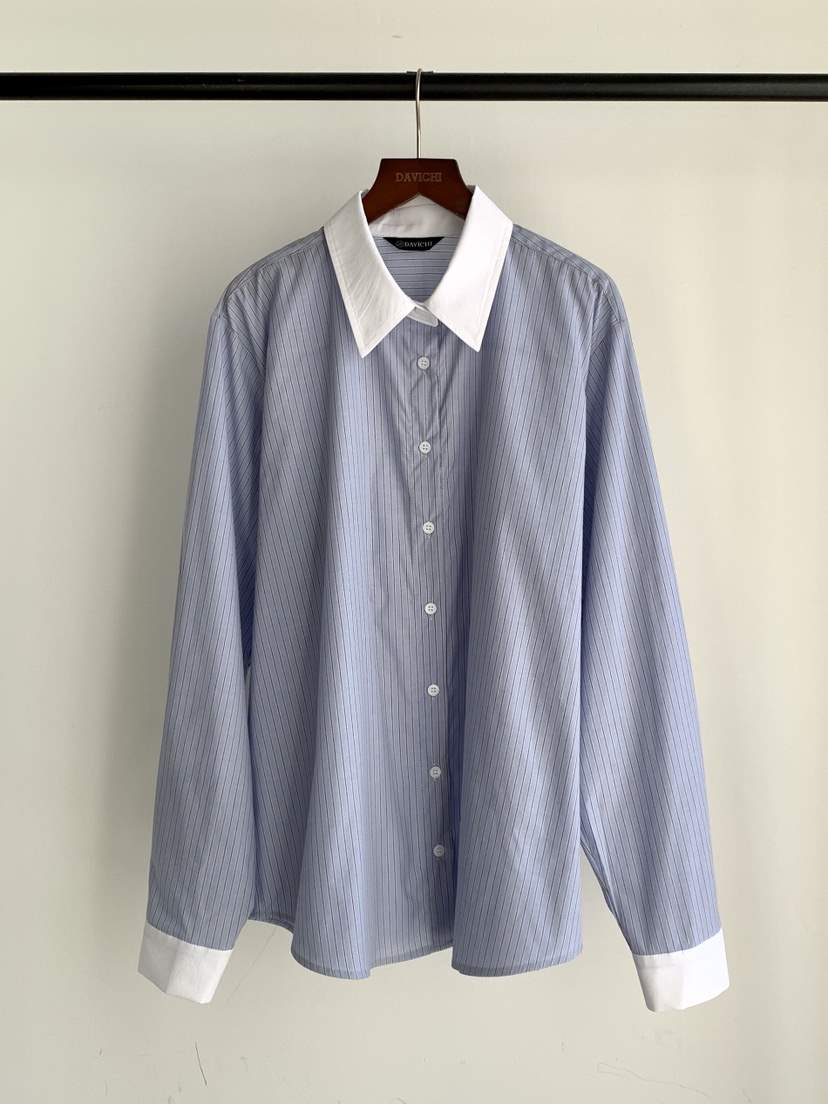 DAVICHI/D.SECOND韓國代購女裝新品職業襯衫蕾絲衫條紋DAVICHI/D.SECOND襯衫/蕾絲衫