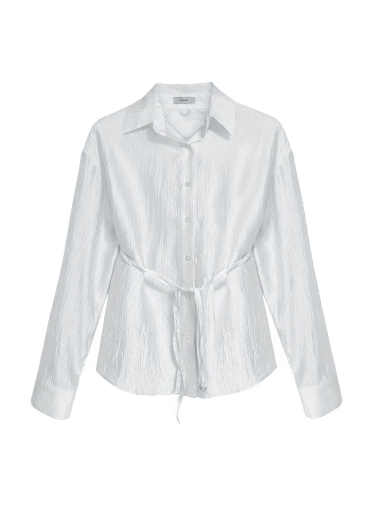 MURREN韓國代購女士新款職業推薦休閑襯衫蕾絲衫透明褶皺MURREN襯衫/蕾絲衫