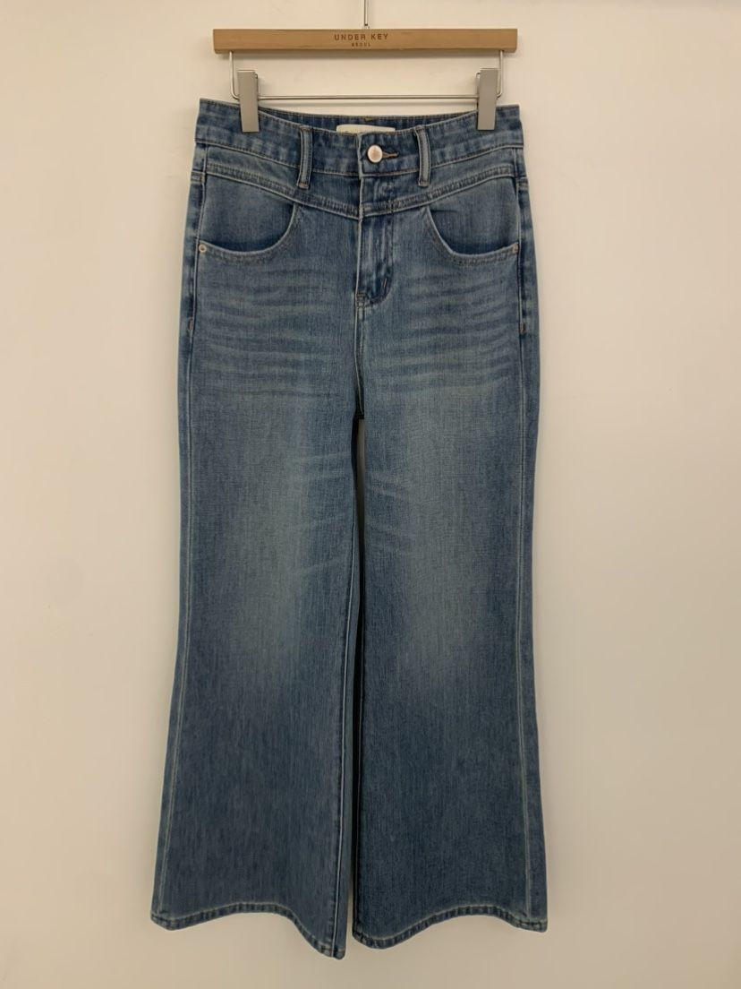UNDER KEY韓國直郵女士新款時尚26春季熱賣休閑牛仔褲V領UNDER KEY牛仔褲