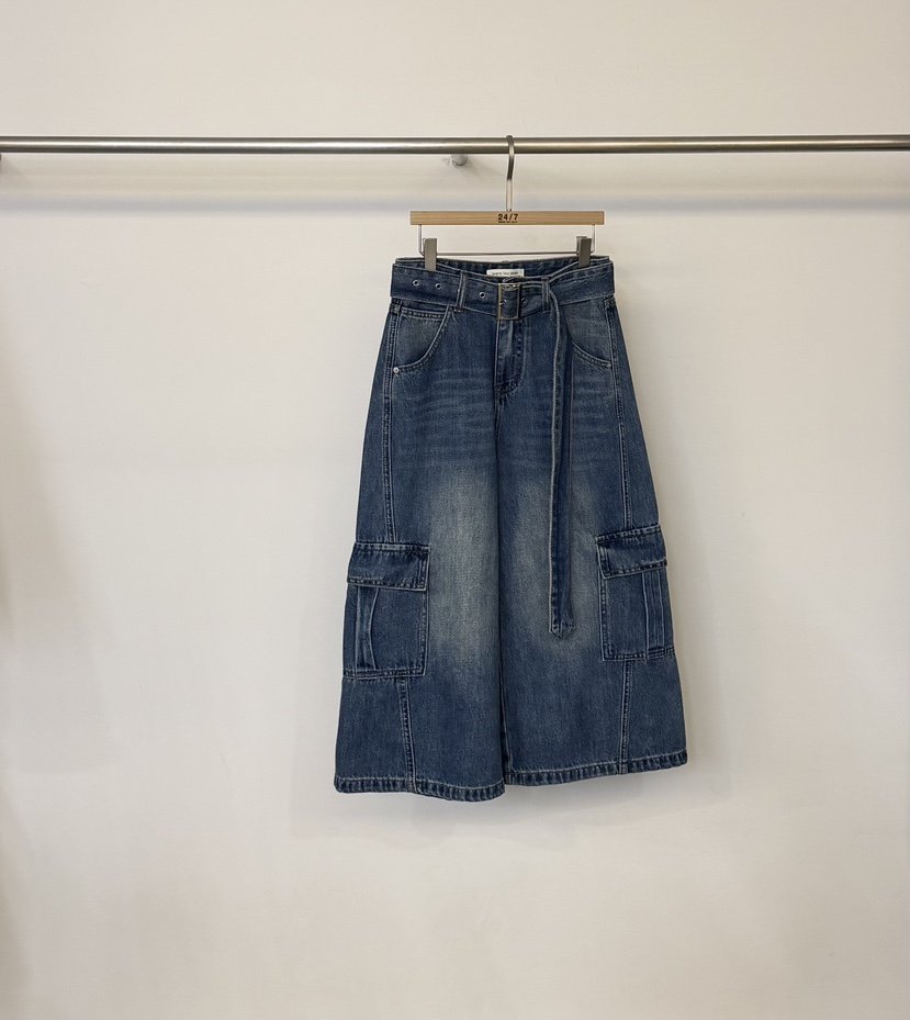 TWENTY FOUR SEVEN24-7韓國直郵女裝新款推薦牛仔褲含腰帶短款TEWNTY FOUR SEVEN24-7牛仔褲