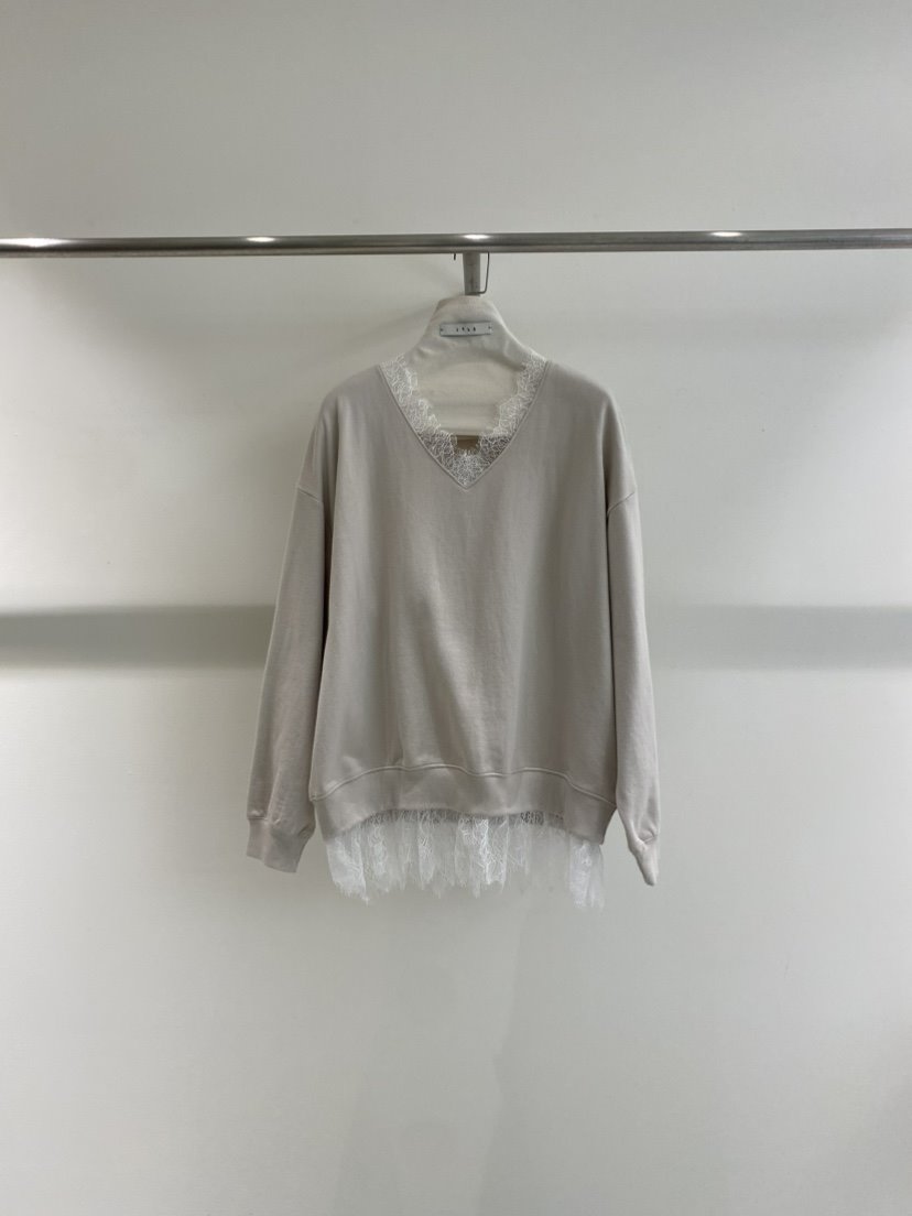 1968東大門實拍女裝新款26春夏真品人氣熱賣職業衛衣V領蕾絲1968/YEOUYA衛衣