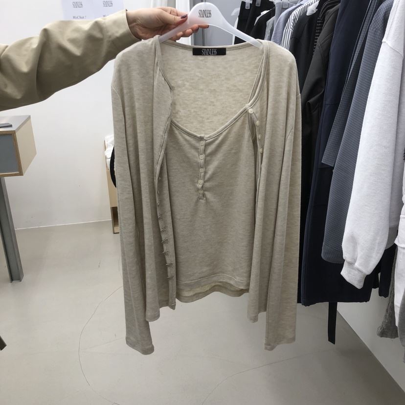 STAINLESS東大門直郵女裝新款熱賣職業推薦長袖T恤套裝開衫STAINLESS長袖T恤