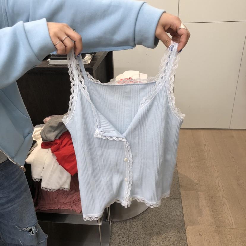 DOHWAJI東大門實拍女士新品時尚推薦真品吊帶背心蕾絲紐扣DOHWAJI吊帶/背心