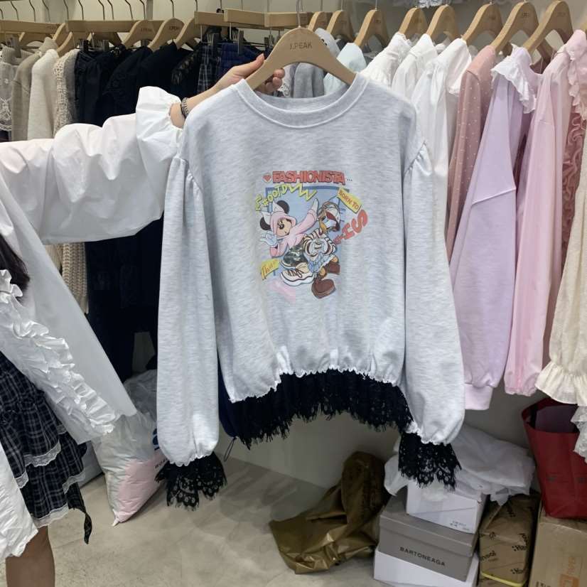 J PEAK/BY FLOW韓國直郵女士新品人氣休閑真品衛衣蕾絲J PEAK衛衣