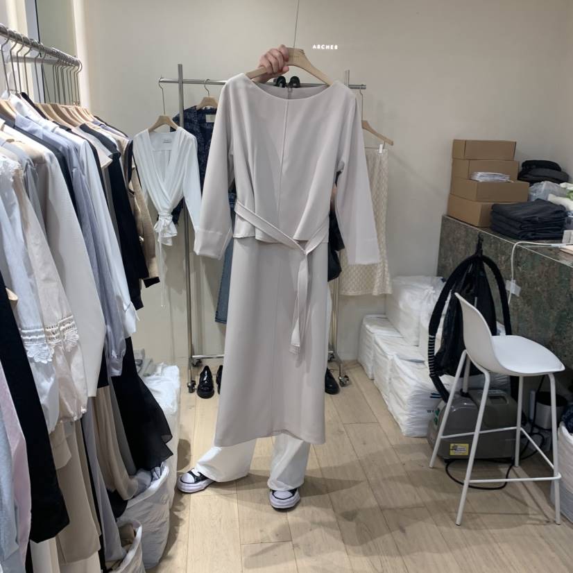 ARCHER韓國直郵女士新品熱賣時尚推薦真品人氣連衣裙腰帶ARCHER連衣裙