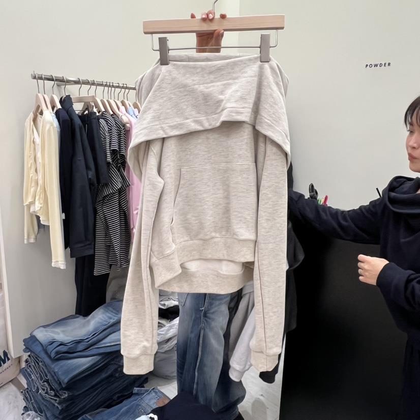 POWDER韓國直郵女士新款真品人氣休閑時尚26春夏衛衣兜帽POWDER衛衣