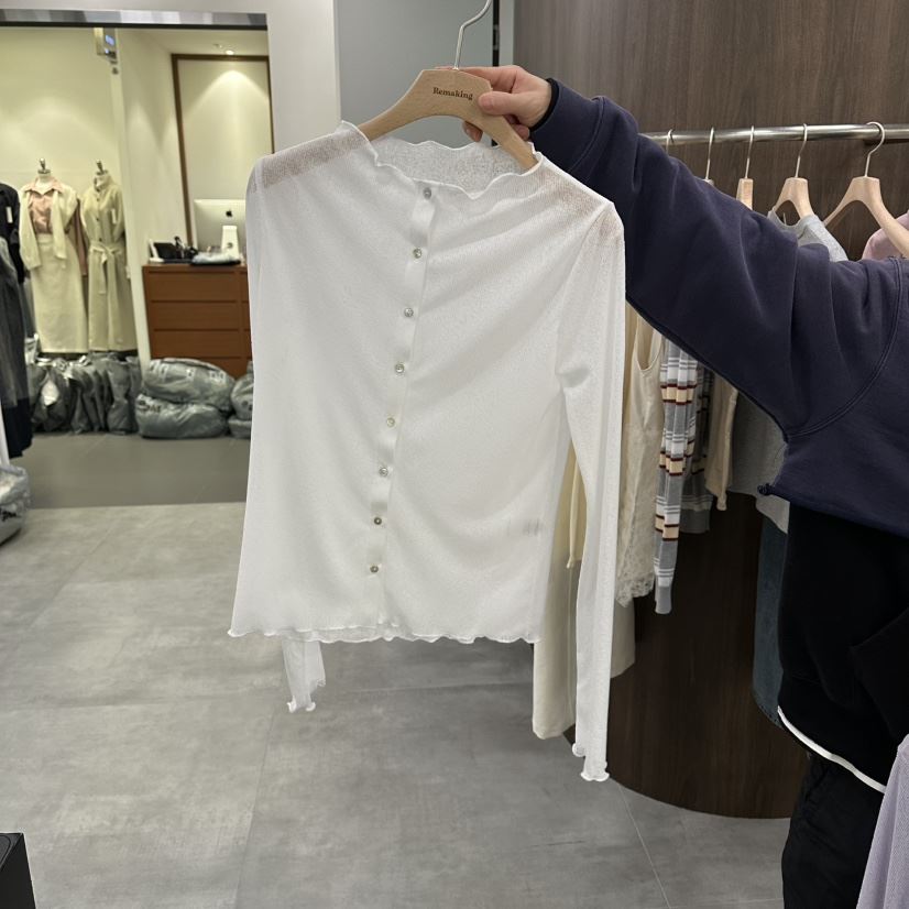 URBANSTORY/REMAKING東大門實拍女士新款26春夏長袖T恤紐扣Remaking/URBANSTORY長袖T恤