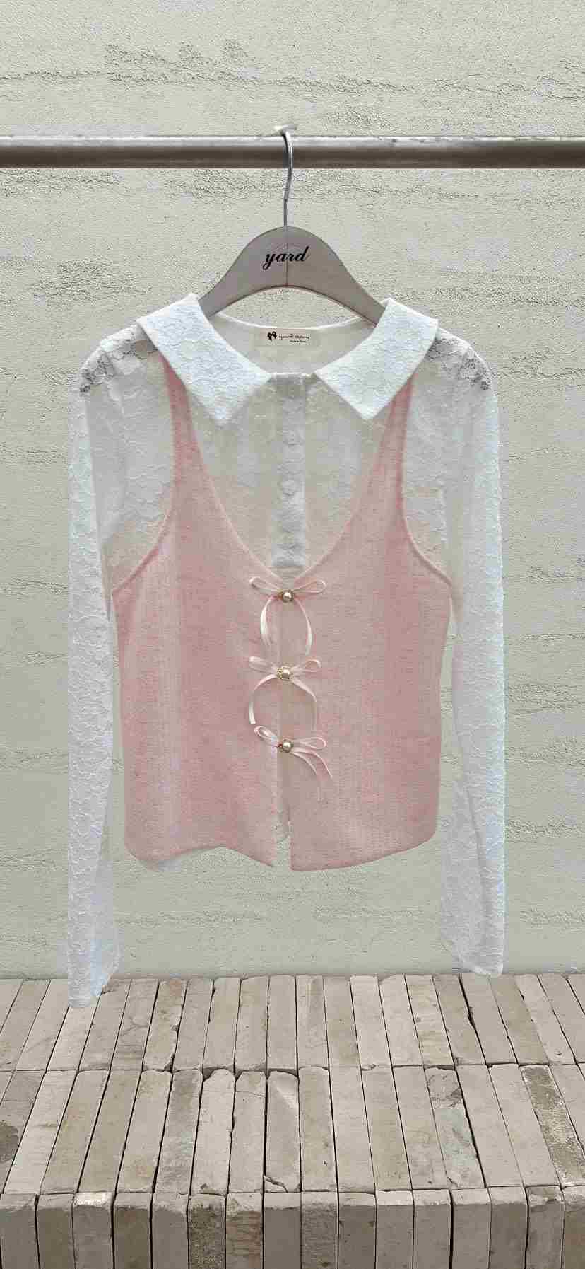 YARD東大門代購女士新款推薦時尚真品熱賣襯衫蕾絲衫假兩件YARD襯衫/蕾絲衫